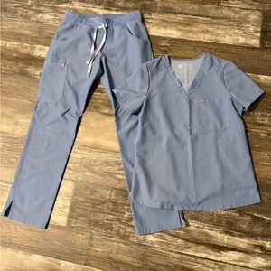 Figs Heather Indigo Scrub Set - Small